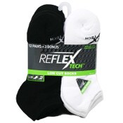 Wholesale - 15pk REFLEX WHT/BLK MEN CUSHION LOW-CUT SOCKS SIZE 10-13, UPC: 194587535328
